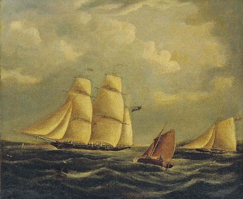 James Edward Buttersworth An armed brig and cutter in the Channel Spain oil painting art